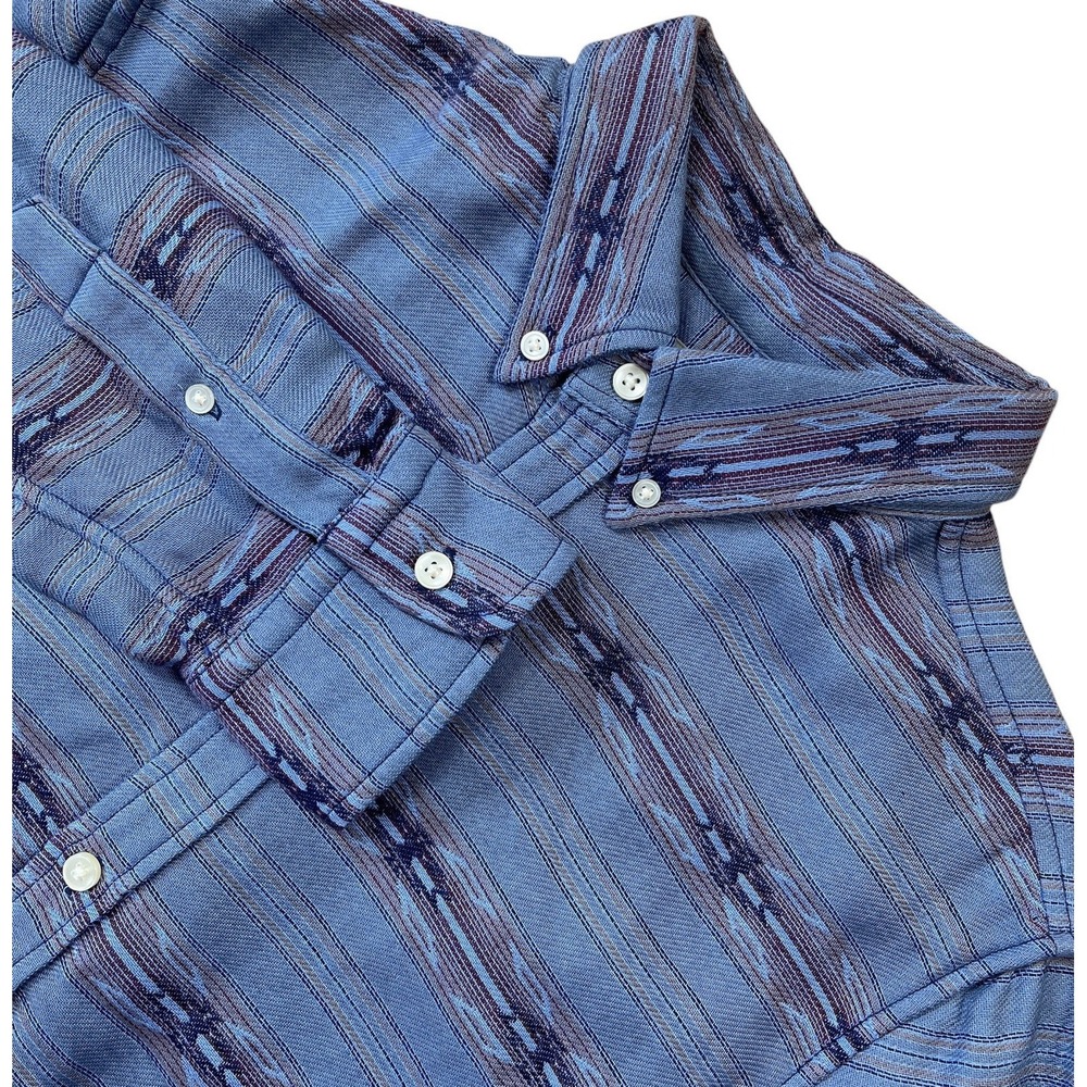 Hook & Echo Canada Shirt Mens L Blue 100% Cotton Aztec Southwest Button Down